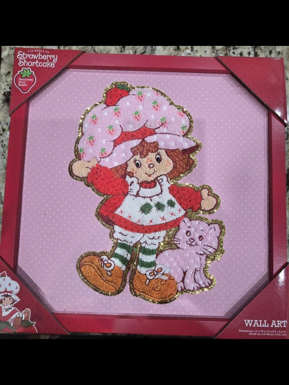 Strawberry Shortcake Pink Glitter Wall Art